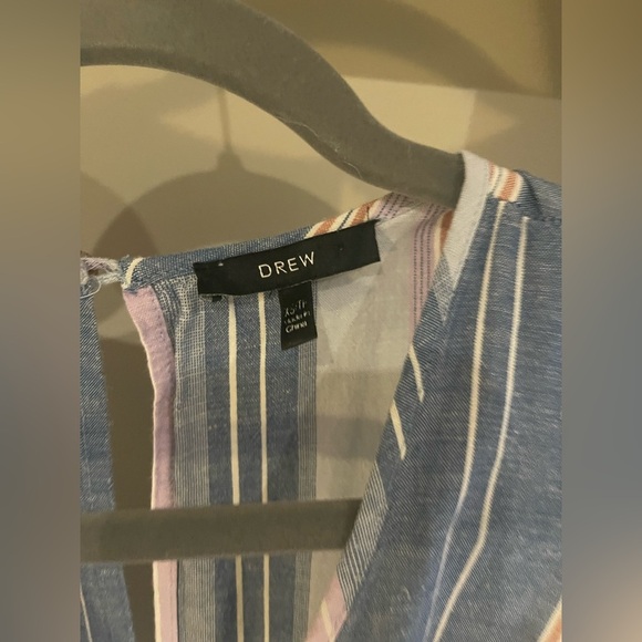 Anthropologie DREW Striped Wide Leg Jumpsuit in Multi Blue Stripe - Picture 3 of 7